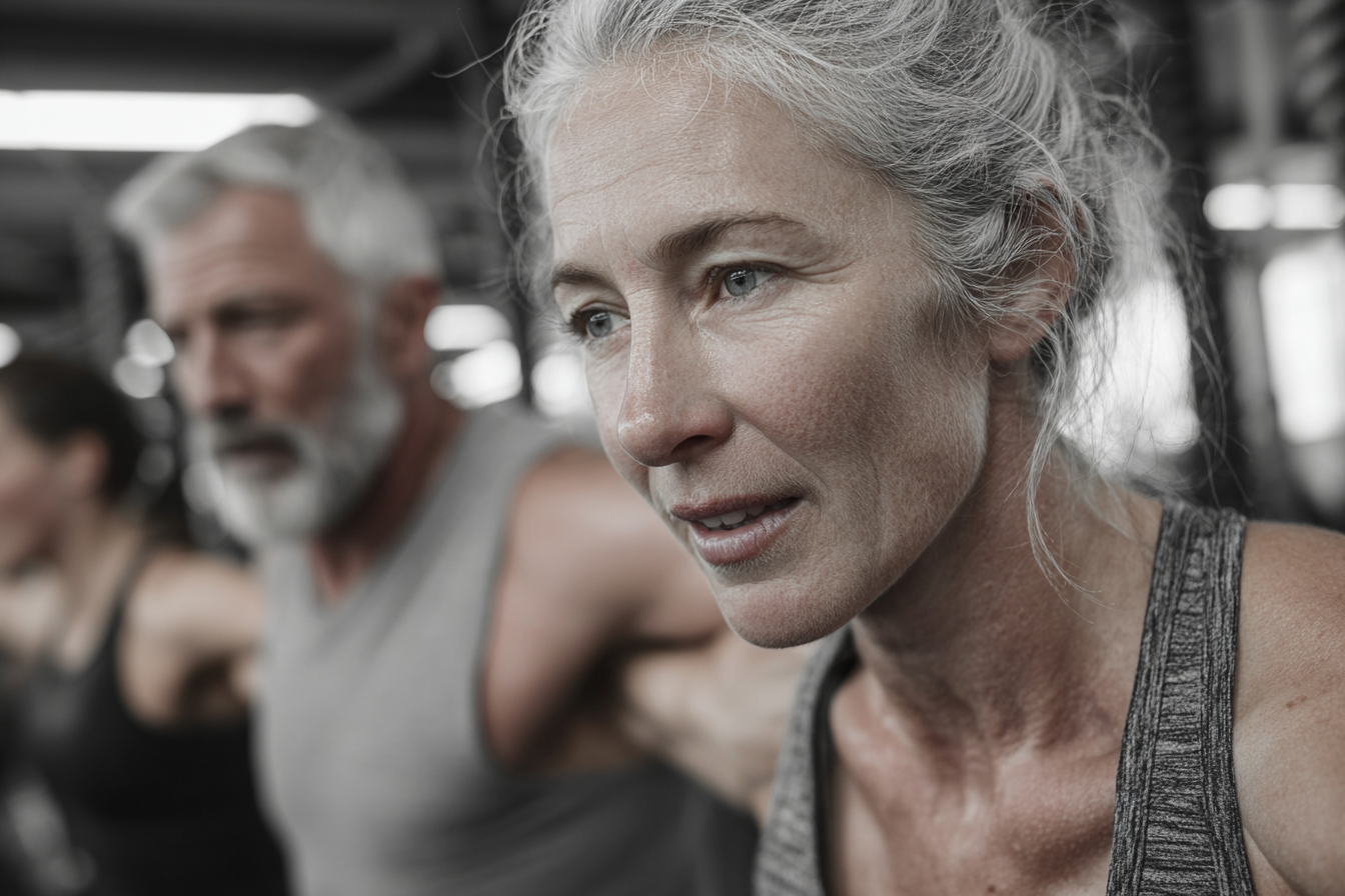 Seniori practicând exerciții de fitness într-un mediu prietenos și sigur